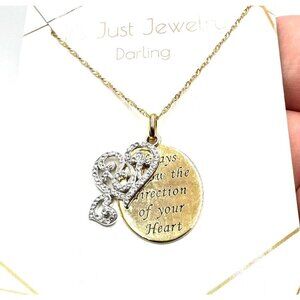 Always Follow The Direction of Your Heart Sterling Silver 18 Inch Necklace